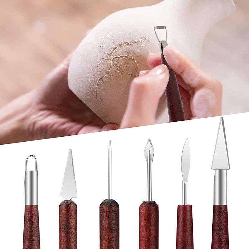 6PCS Sculpting Pottery Clay To - Wood Chisel Set 评论和价格
